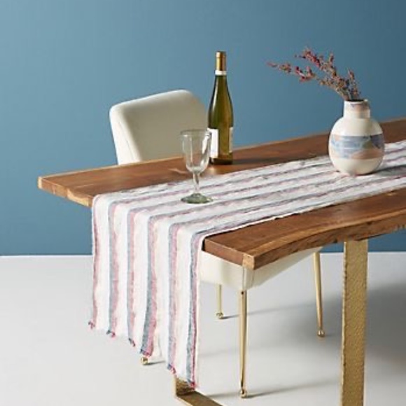 Anthropologie Biana Linen Striped Table Runner - Picture 2 of 5